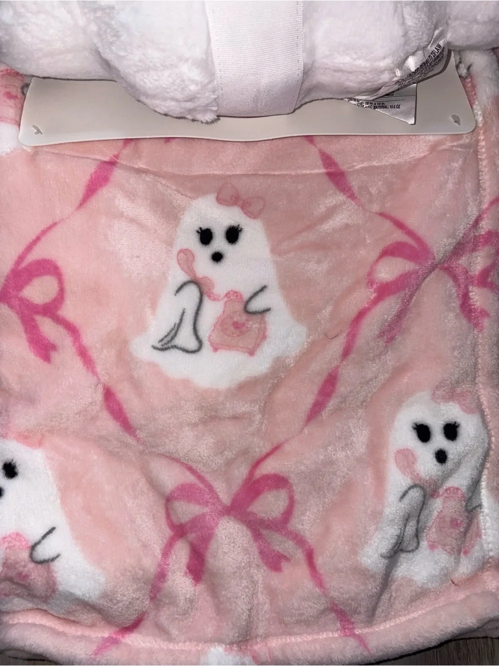 Glam Ghoul Pink Bow Ghost Blanket & Pillow Set 🎀